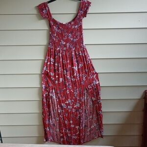 Shosho Red Floral Maxi‎ Dress